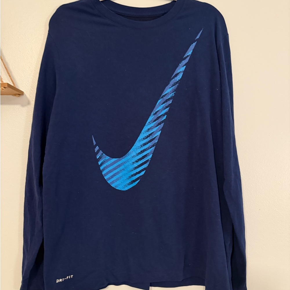 Men’s Nike Dri-Fit Blue Long Sleeve Swoosh Training Tee